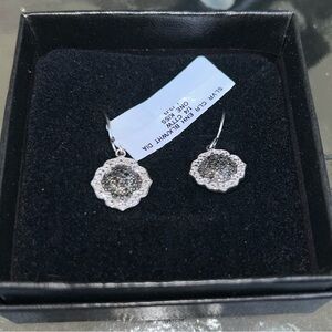 Elegant Silver Black and White Lab created Diamond Earrings 1/4 CT TW